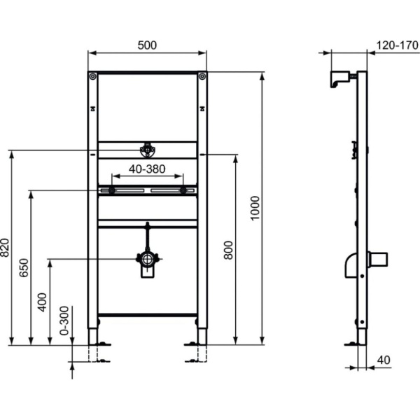 Рама для монтажа перегородки для писсуара или поручня Ideal Standard PROSYS R010567