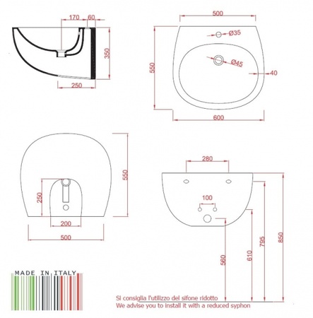 Раковина ArtCeram File FI45 (FLL001 01;00)