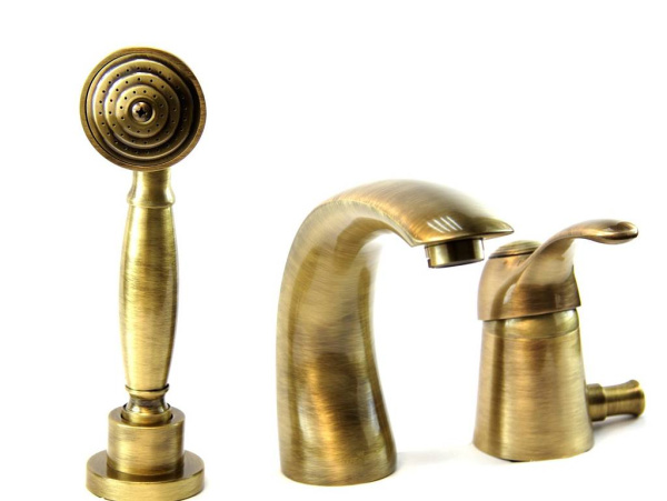 Смеситель на борт ванны Webert Aurora AU850701065, бронза Смеситель на борт ванны Webert Aurora AU850701065, бронза