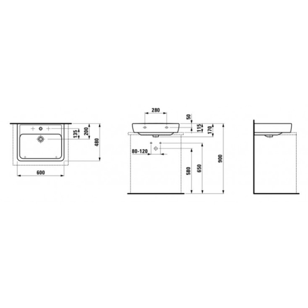 Раковина (60x48) Laufen Pro A 8.1795.2.000.104.1