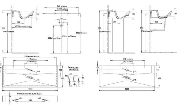 Раковина подвесная (120х46,5) Jacob Delafon Reve E4800-00