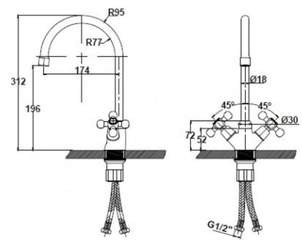 Смеситель для кухонной мойки  KAISER Carlson (11043)