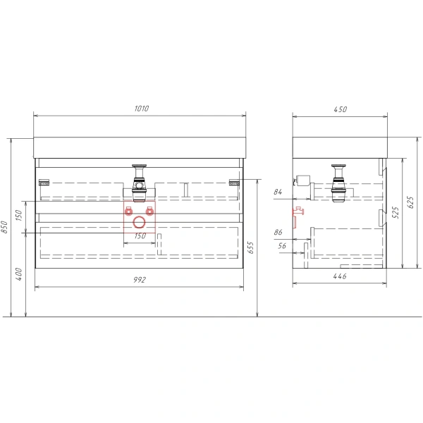 Тумба без раковины 100 см Aqwella Geometria GE01102SH шалфей зеленый матовый
