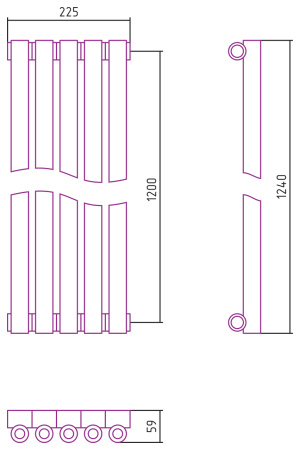 Полотенцесушитель Водяной Сунержа Эстет-0 (120х22) 5 секций Матовое Золото 032-0331-1205