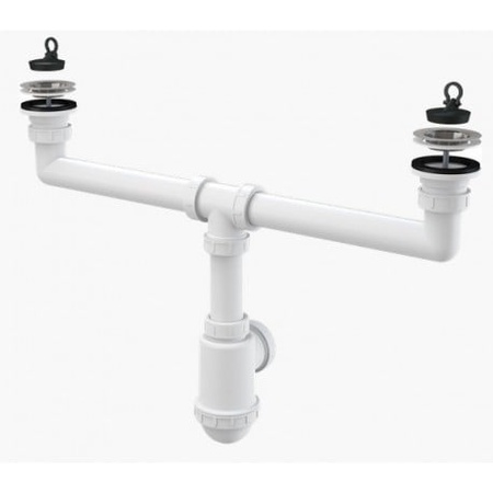 Сифон для двойной мойки AlcaPlast A449 Ø50/40