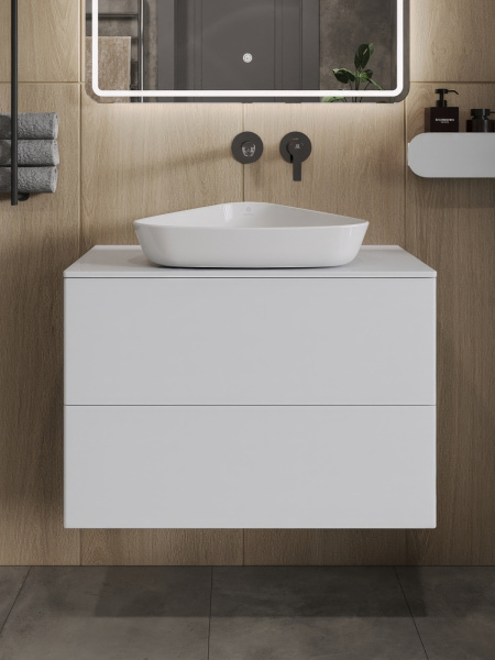 Тумба с раковиной подвесная 75 см, Orange Otto Ot-75TuMDF+B07-500W белый глянец