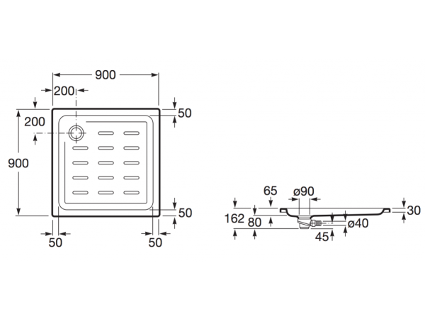 Душевой поддон Roca Easy 90х90 белый, с сифоном 276081000