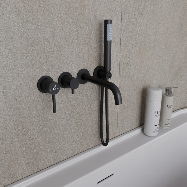 Смеситель для ванны скрытого монтажа с внутренней частью Y OL-889017-MB, черный матовый