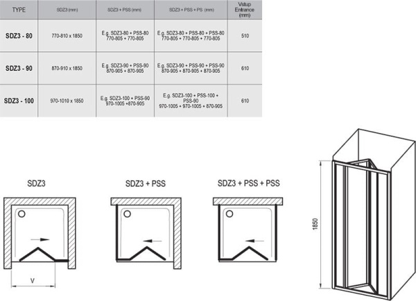 Душевая дверь Ravak Supernova SDZ3 90 02V70100ZG