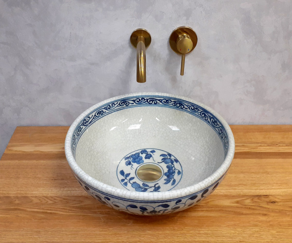 Накладная раковина (40х40) Bronze de Luxe синяя 2241