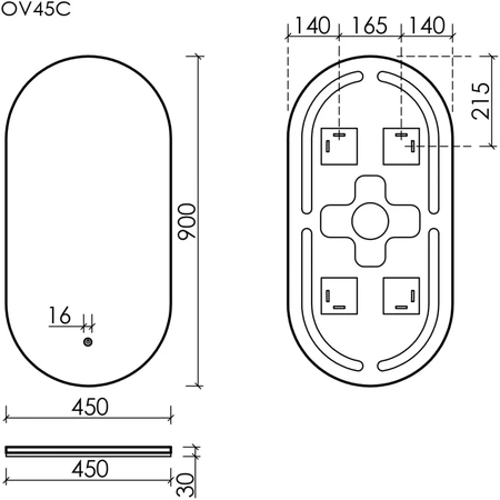 Зеркало с подсветкой Sancos Oval (45х90) OV45C