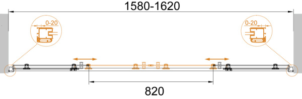 Душевая дверь (160х195) CEZARES ANIMA ANIMA-W-BF-2-160-C-Cr