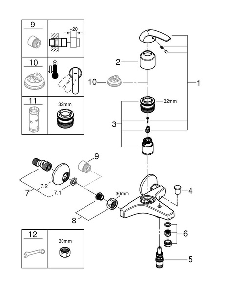 Смеситель для ванны Grohe BauCurve 23599 000 (23599000) хром