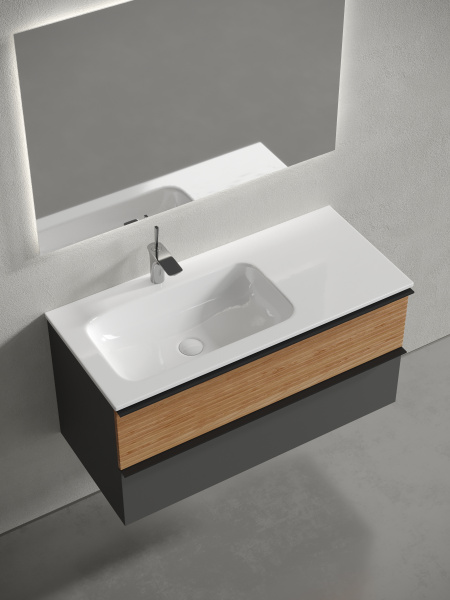 Тумба под раковину Sancos  Delta DL100LGR  дуб красный/графит