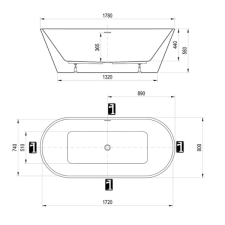 Акриловая ванна Ravak Freedom Solo (178x80) XC00100025