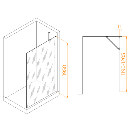 Душевая перегородка 120 см RGW WA-102B Walk In 351010212-24 матовое