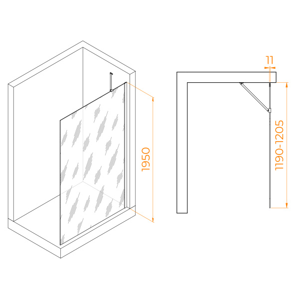 Душевая перегородка 120 см RGW WA-102B Walk In 351010212-24 матовое