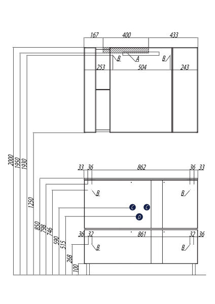 Тумба под раковину Aquaton Марко 100 1A190201MO010