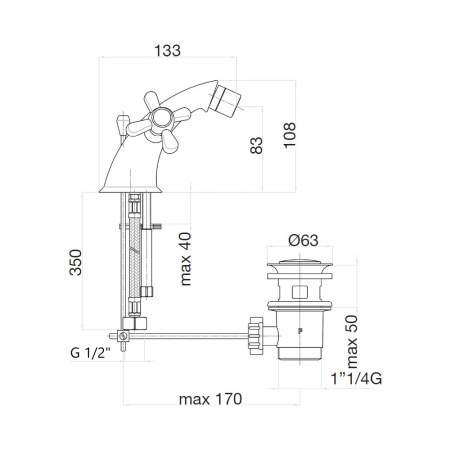 Смеситель для биде Webert Armony AM710102060, медь