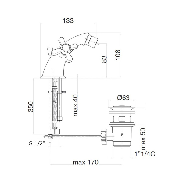 Смеситель для биде Webert Armony AM710102010, золото Смеситель для биде Webert Armony AM710102010, золото