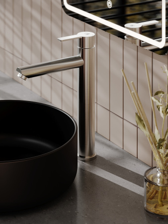 Смеситель для накладной раковины однорычажный высокий Agger Easy A3112122 сатин матовый