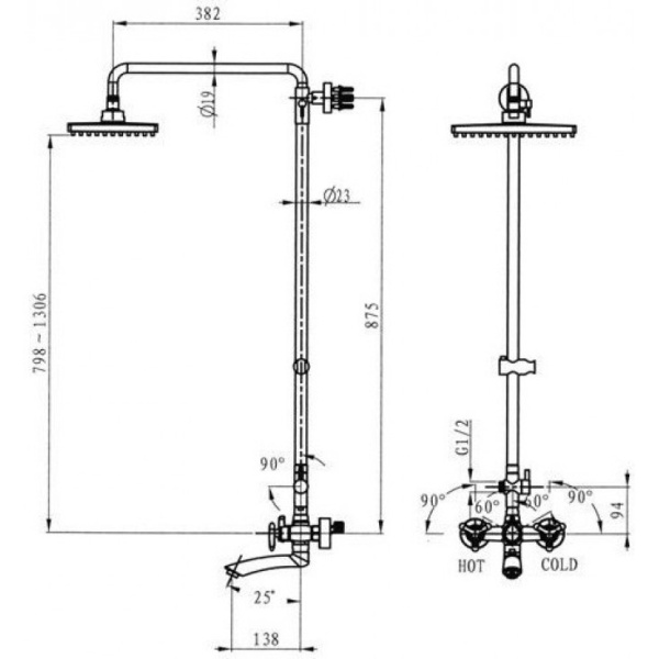Душевая система KAISER Trio (57188Br)