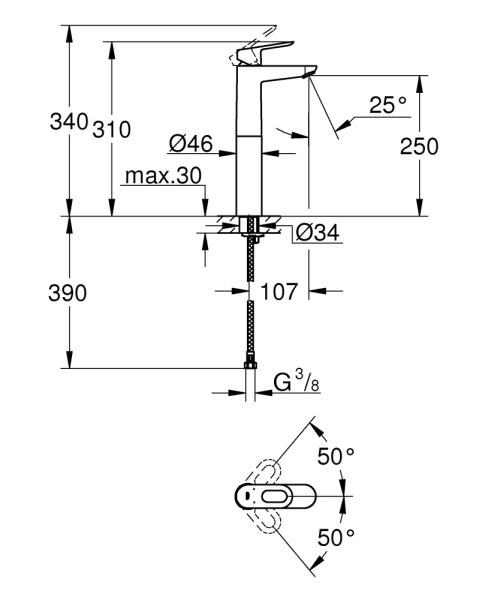 Смеситель для раковины Grohe BauLoop 23764 000 (23764000) хром
