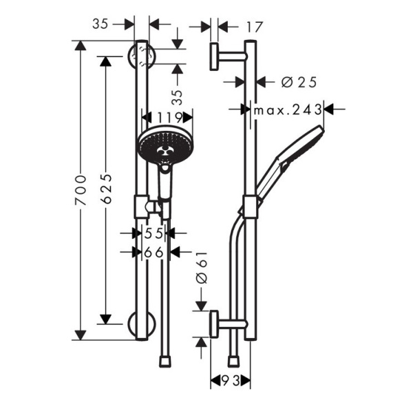 Душевой гарнитур Hansgrohe Raindance Select S 26321000 Душевой гарнитур Hansgrohe Raindance Select S 26321000