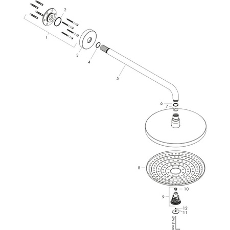 Верхний душ с кронштейном Hansgrohe Raindance Select S 300 2jet 27378000 хром