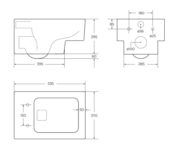 Унитаз подвесной безободковый CEZARES CADRO CZR-4823-CHR