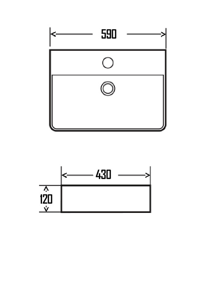 Раковина накладная (43x59) AQUAme AQM5004