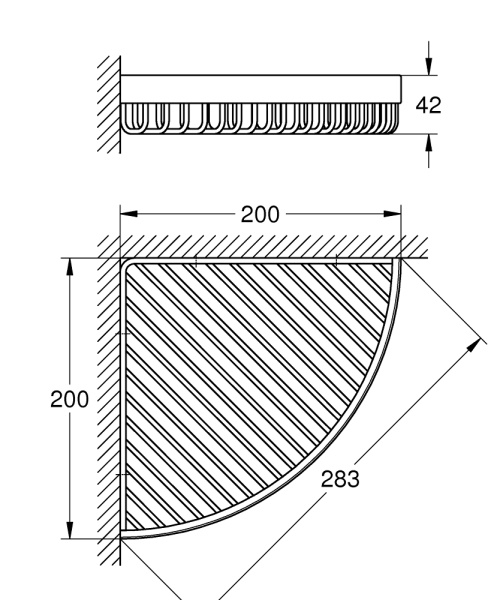 Полочка-решетка угловая Grohe Selection Cube 40809 000 (40809000) хром 