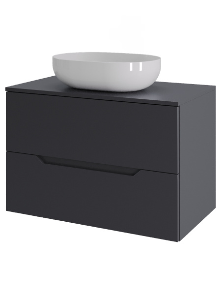 Тумба с раковиной подвесная 70 см, Orange Line Li-70TugMDF+B05-480W графит/белый
