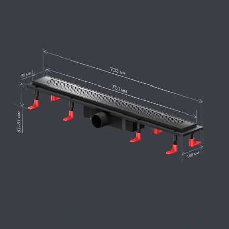 Душевой лоток 70 см Am.Pm PrimeFlow W02SC-P11-070-01BM черный матовый