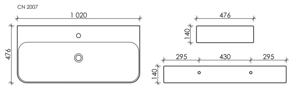 Раковина накладная (102х47,5) Ceramica Nova Aura CN2007