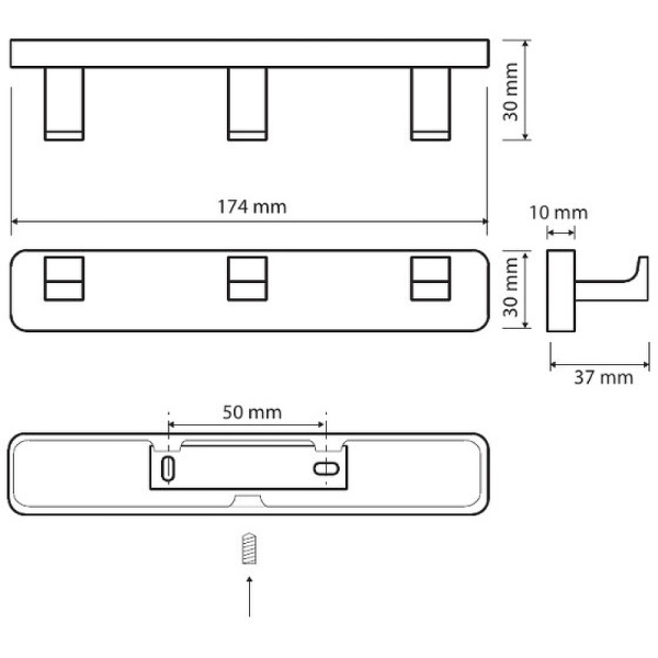 Вешалка с 3 крючками Bemeta Via 135006242