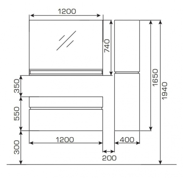Пенал подвесной Valente Tagliare Т5.51