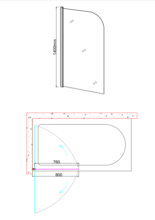 Душевая шторка на ванну (80x140) Taliente TA-0814CB