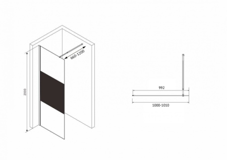 Душевая перегородка (120х200) ABBER Immer Offen AG69120BT черный