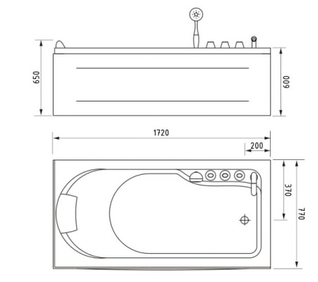 Акриловая ванна Gemy G9006-1,7 B
