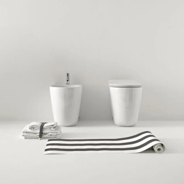 Унитаз приставной безободковый TORNADO Kerasan Nolita 531901 белый глянец, без сиденья