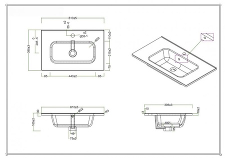 Керамическая раковина BelBagno BB600/390ETL