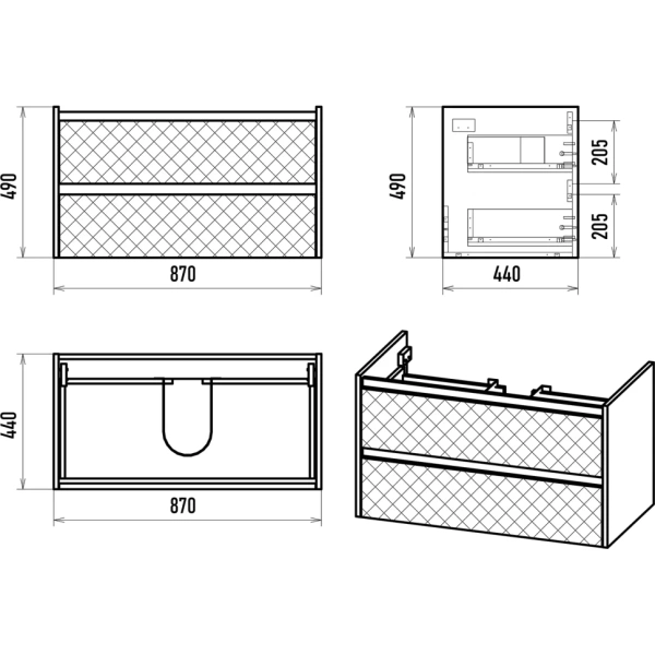 Тумба под раковину Brevita Chester 87 CHE-09090-49502Я