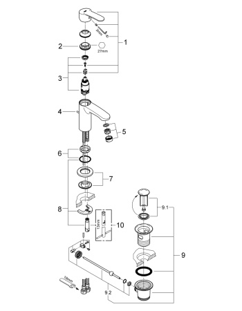Смеситель однорычажный для раковины Grohe Eurostyle Cosmopolitan 23037 002 (23037002) хром 
