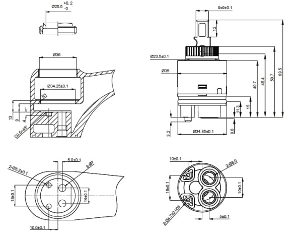Картридж керамический высокий OLIVE’S OL 35H-1BL