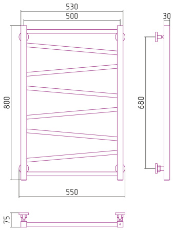 Полотенцесушитель Водяной Сунержа Сирокко (80х50) Матовое Золото 032-0253-8050