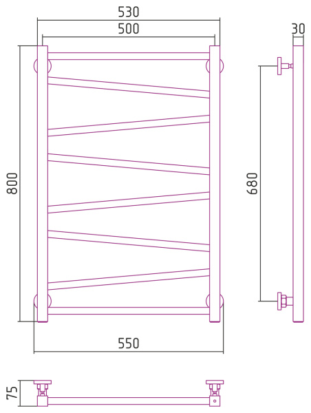 Полотенцесушитель Водяной Сунержа Сирокко (80х50) Хром 00-0253-8050 Полотенцесушитель Водяной Сунержа Сирокко (80х50) Хром 00-0253-8050