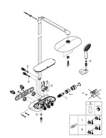 Душевая система с термостатом для настенного монтажа Grohe Rainshower System SmartControl 360 DUO 125550