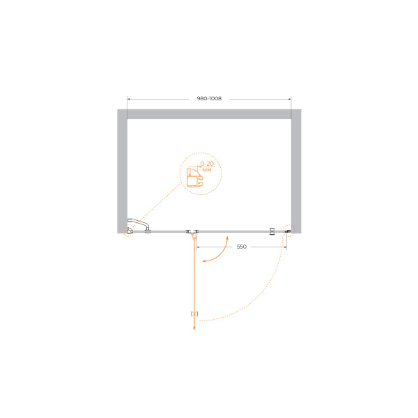 Душевая дверь (100х195) CEZARES VERONA VERONA-W-B-12-100-P-Cr-L