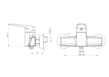 Смеситель для душа WONZON & WOGHAND ATHENS, хром WW-084101-CR